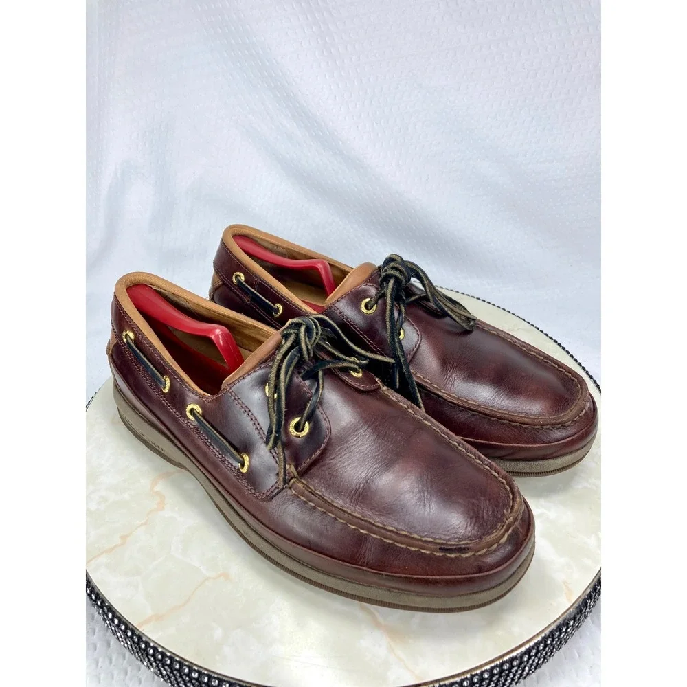 Sperry Gold Cup ASV Amaretto Boat Shoes Mens 10 Brown Leather 2-Eye Deck Loafers